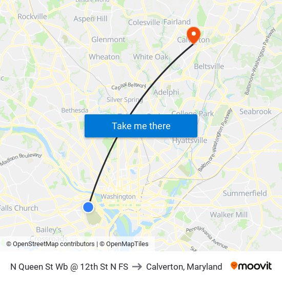 N Queen St Wb @ 12th St N FS to Calverton, Maryland map