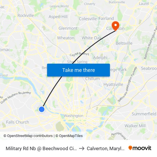 Military Rd Nb @ Beechwood Cir Ns to Calverton, Maryland map