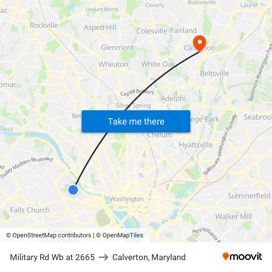 Military Rd Wb at 2665 to Calverton, Maryland map