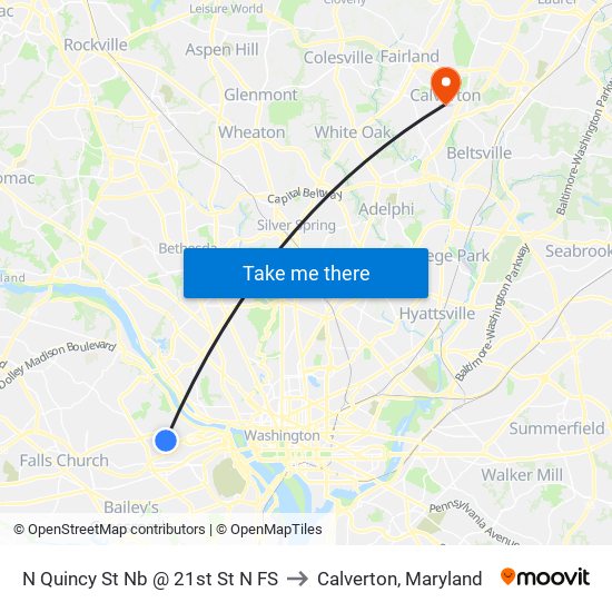 N Quincy St Nb @ 21st St N FS to Calverton, Maryland map