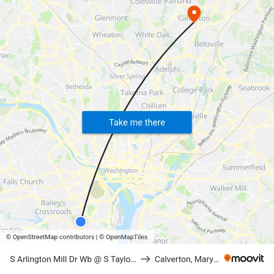 S Arlington Mill Dr Wb @ S Taylor St FS to Calverton, Maryland map
