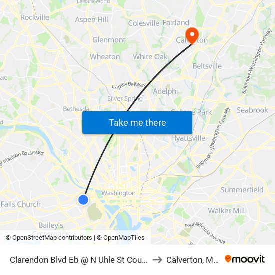 Clarendon Blvd Eb @ N Uhle St Courthouse Station to Calverton, Maryland map