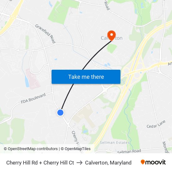 Cherry Hill Rd + Cherry Hill Ct to Calverton, Maryland map