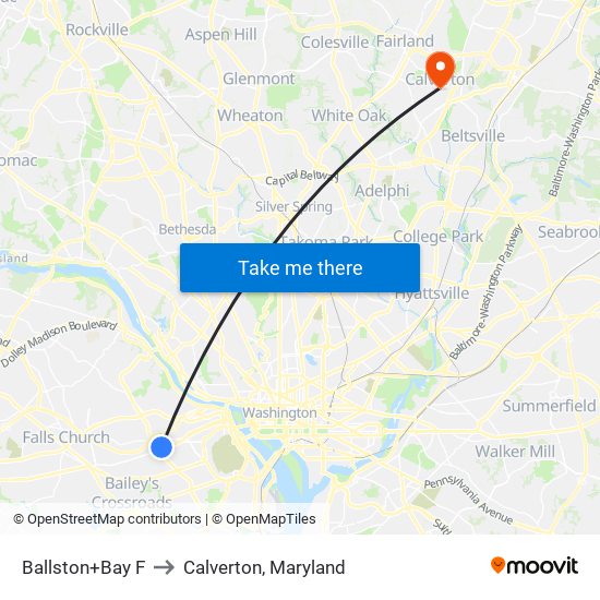 Ballston+Bay F to Calverton, Maryland map