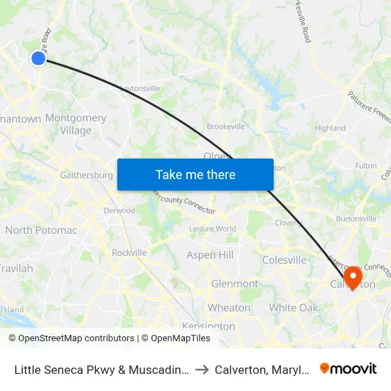 Little Seneca Pkwy & Muscadine Dr to Calverton, Maryland map