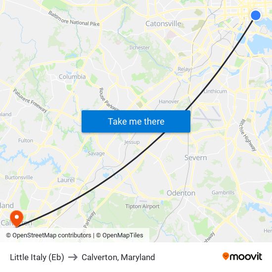 Little Italy (Eb) to Calverton, Maryland map