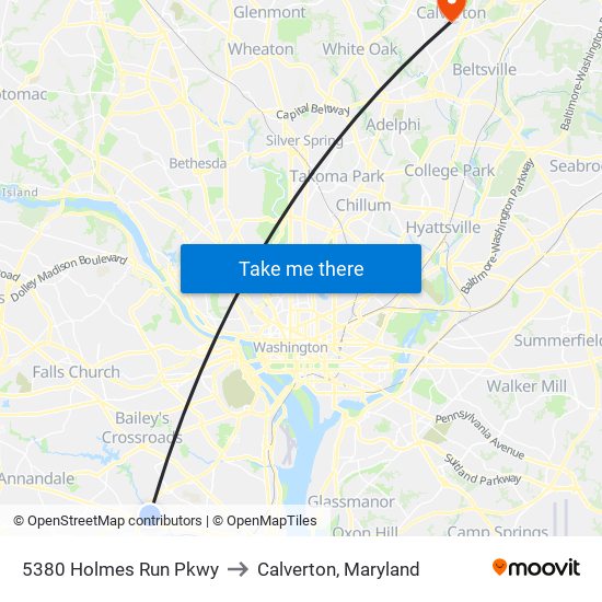 5380 Holmes Run Pkwy to Calverton, Maryland map