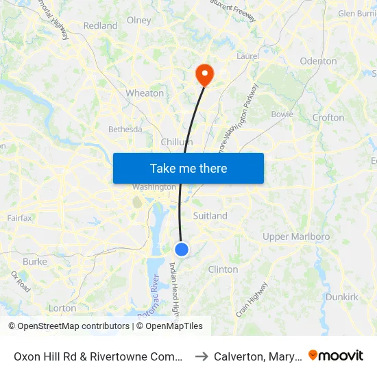 Oxon Hill Rd & Rivertowne Commons M to Calverton, Maryland map