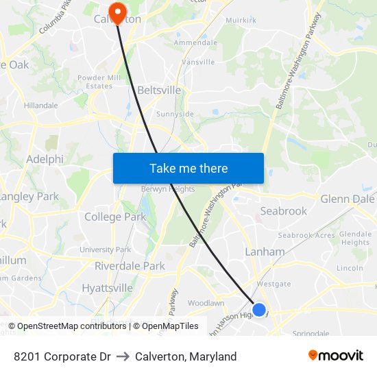 8201 Corporate Dr to Calverton, Maryland map