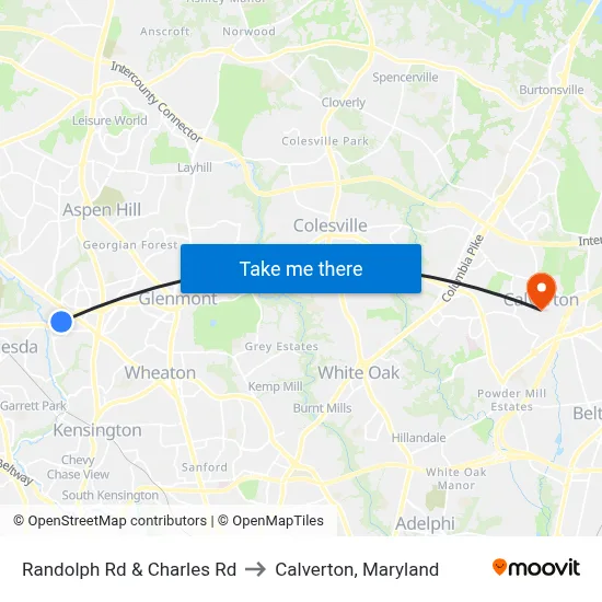 Randolph Rd & Charles Rd to Calverton, Maryland map