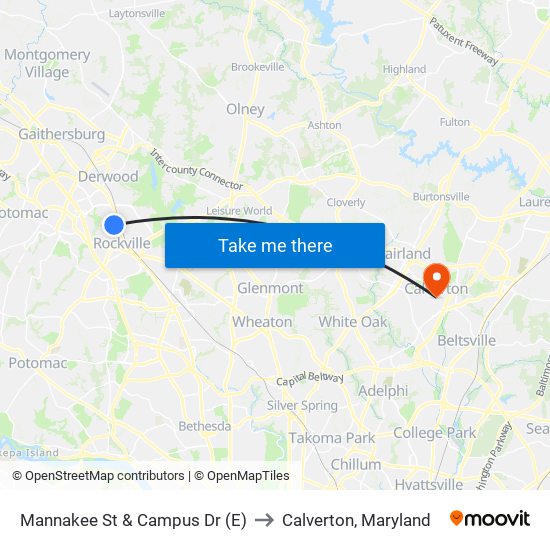 Mannakee St & Campus Dr (E) to Calverton, Maryland map