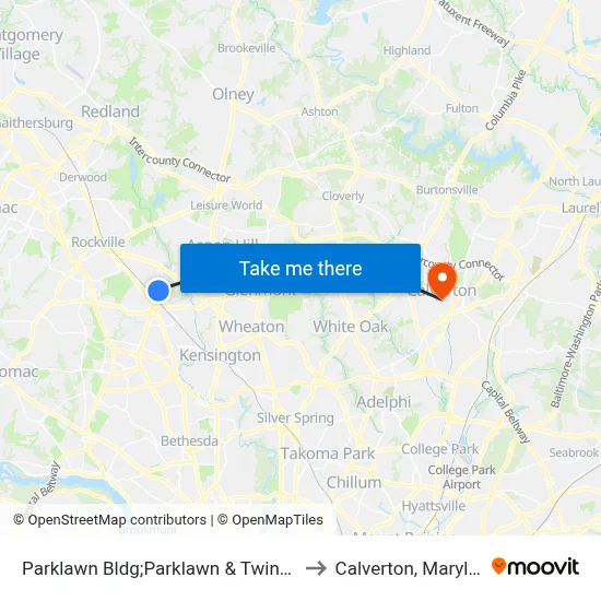 Parklawn Bldg;Parklawn & Twinbrook to Calverton, Maryland map