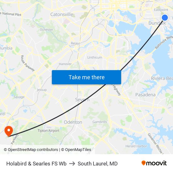 Holabird & Searles FS Wb to South Laurel, MD map