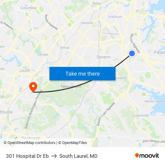 301 Hospital Dr Eb to South Laurel, MD map