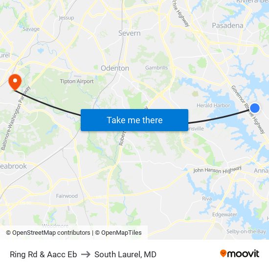 Ring Rd & Aacc Eb to South Laurel, MD map