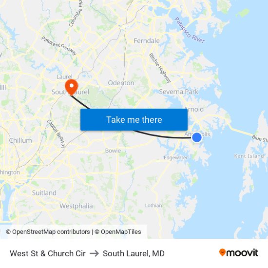 West St & Church Cir to South Laurel, MD map