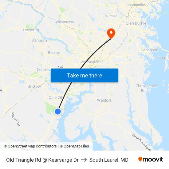 Old Triangle Rd @ Kearsarge Dr to South Laurel, MD map