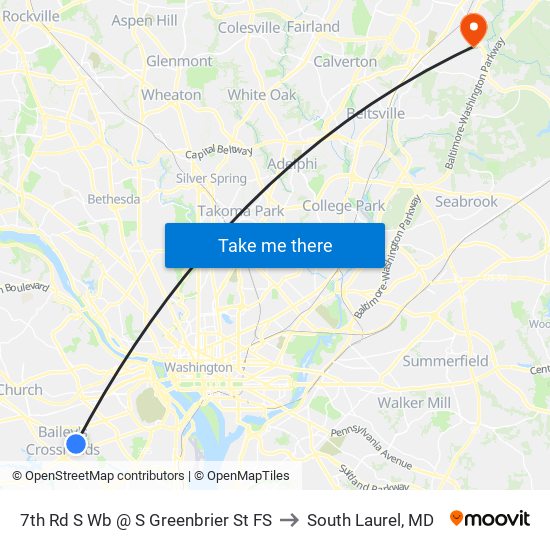 7th Rd S Wb @ S Greenbrier St FS to South Laurel, MD map