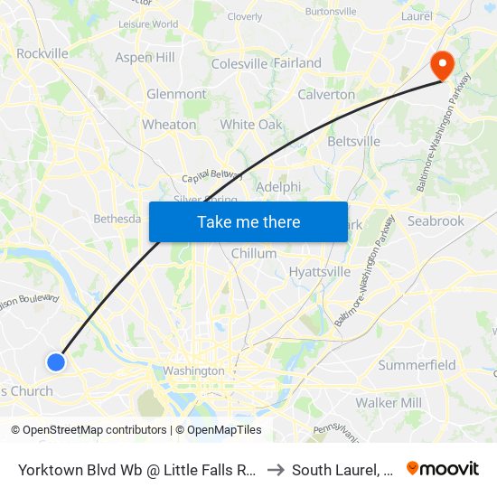 Yorktown Blvd Wb @ Little Falls Rd Ns to South Laurel, MD map