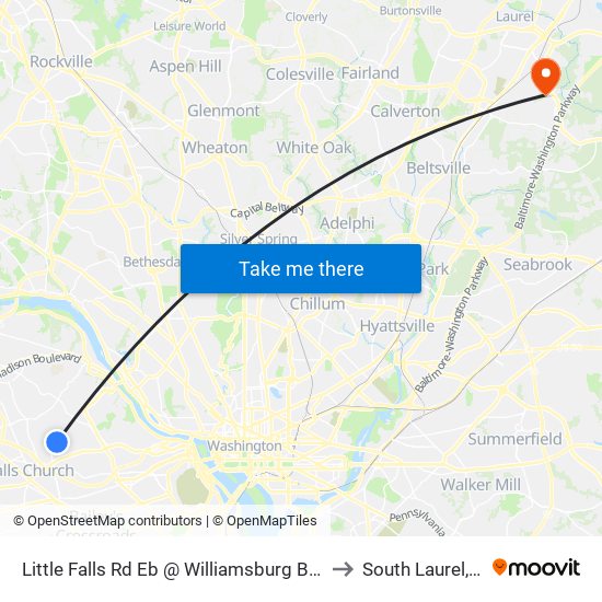 Little Falls Rd Eb @ Williamsburg Blvd MB to South Laurel, MD map