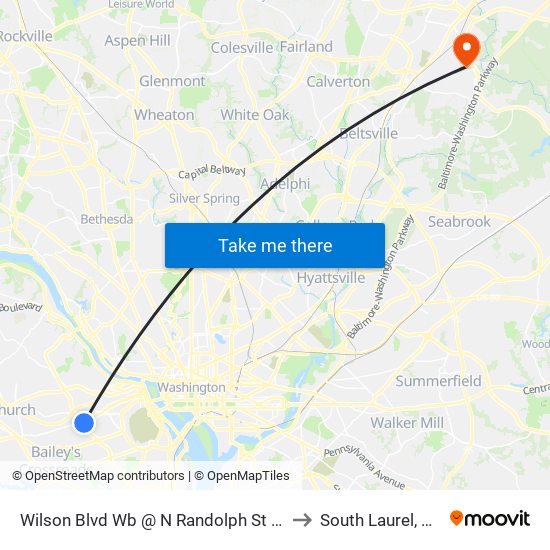 Wilson Blvd Wb @ N Randolph St MB to South Laurel, MD map