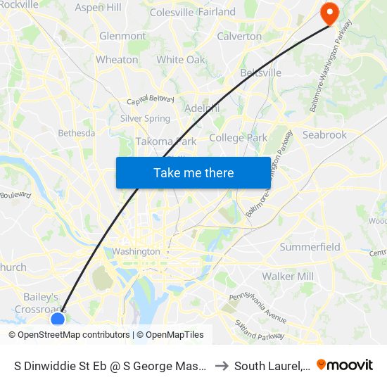 S Dinwiddie St Eb @ S George Mason Dr FS to South Laurel, MD map