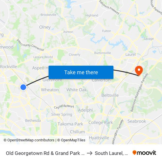 Old Georgetown Rd & Grand Park Ave to South Laurel, MD map