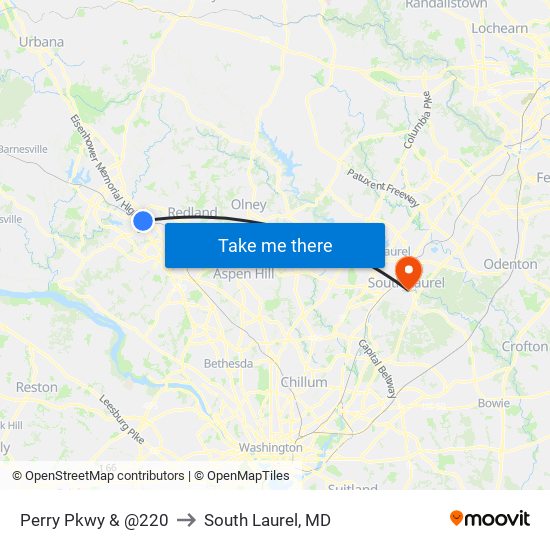 Perry Pkwy & @220 to South Laurel, MD map