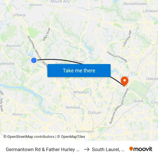 Germantown Rd & Father Hurley Blvd to South Laurel, MD map
