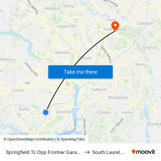 Springfield Tc Opp Frontier Garage to South Laurel, MD map