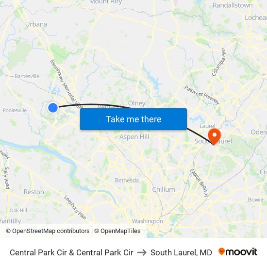 Central Park Cir & Central Park Cir to South Laurel, MD map