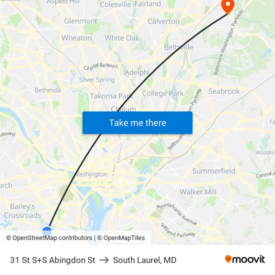 31 St S+S Abingdon St to South Laurel, MD map