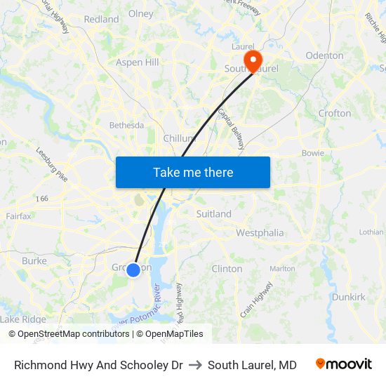 Richmond Hwy And Schooley Dr to South Laurel, MD map