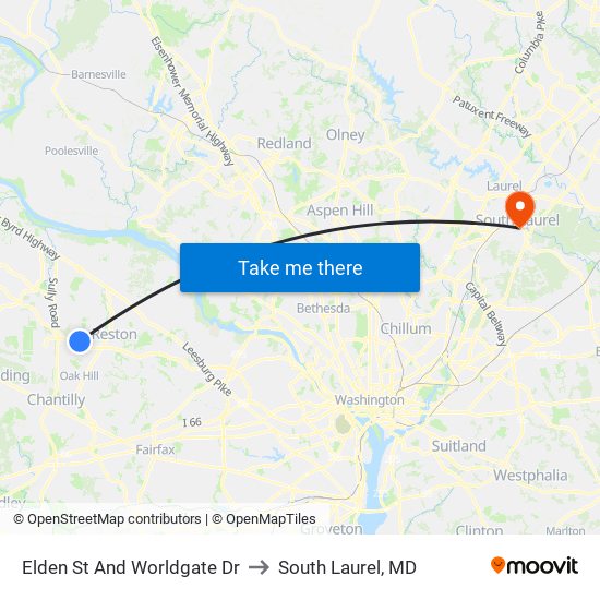 Elden St And Worldgate Dr to South Laurel, MD map