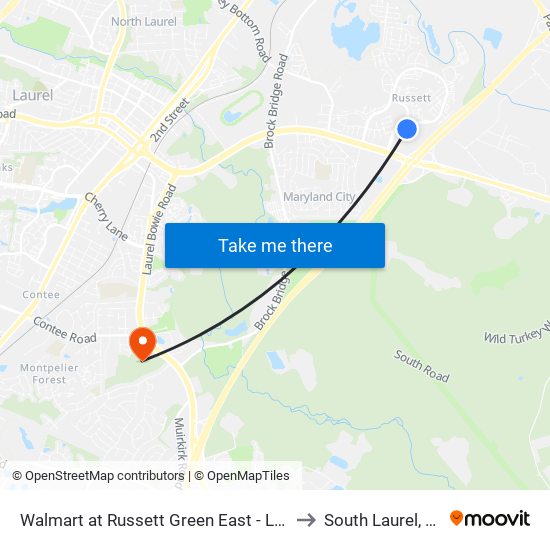 Walmart at Russett Green East - Laurel to South Laurel, MD map