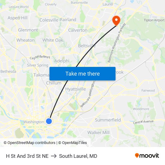 H St And 3rd St NE to South Laurel, MD map