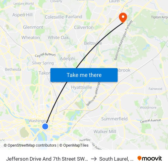 Jefferson Drive And 7th Street SW (Eb) to South Laurel, MD map