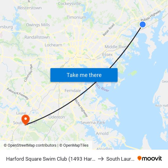 Harford Square Swim Club (1493 Harford Square Dr) to South Laurel, MD map