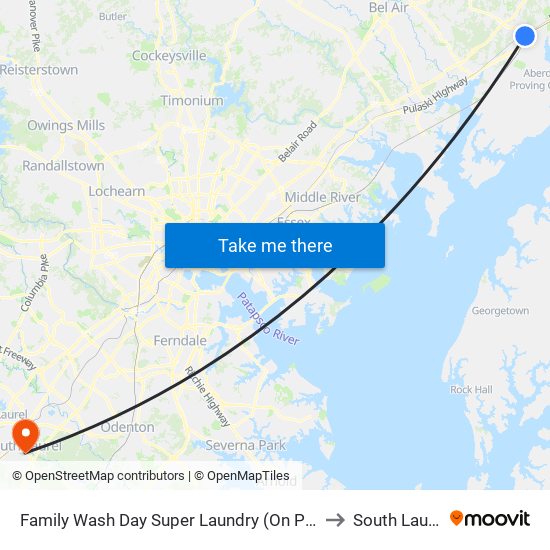 Family Wash Day Super Laundry (On Pulaski Hwy/Us 40) to South Laurel, MD map