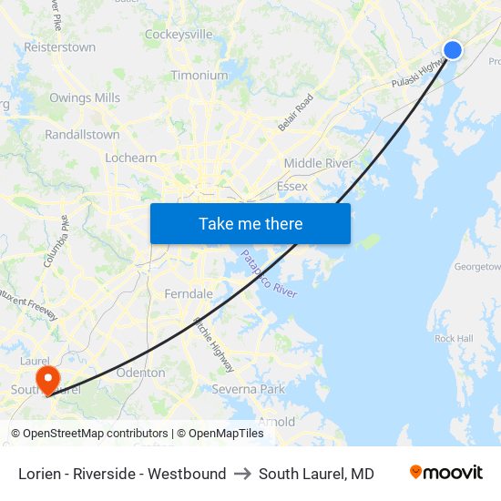 Lorien - Riverside - Westbound to South Laurel, MD map