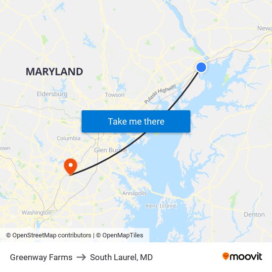 Greenway Farms to South Laurel, MD map