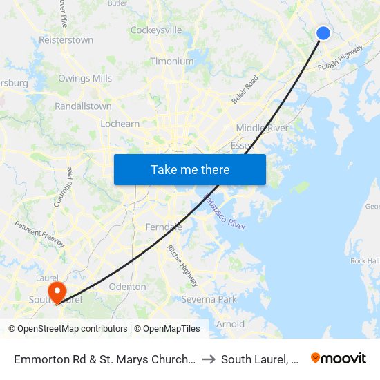 Emmorton Rd & St. Marys Church Rd to South Laurel, MD map