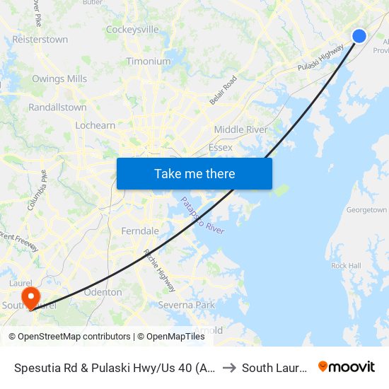 Spesutia Rd & Pulaski Hwy/Us 40 (At Graveyard) to South Laurel, MD map