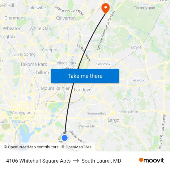 4106 Whitehall Square Apts to South Laurel, MD map
