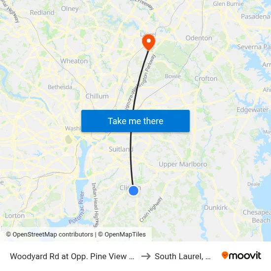 Woodyard Rd at Opp. Pine View Ln to South Laurel, MD map