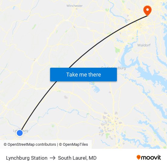 Lynchburg Station to South Laurel, MD map