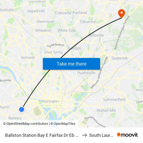 Ballston Station Bay E Fairfax Dr Eb @ N Stuart St to South Laurel, MD map