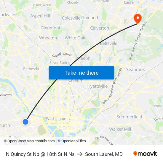 N Quincy St Nb @ 18th St N Ns to South Laurel, MD map