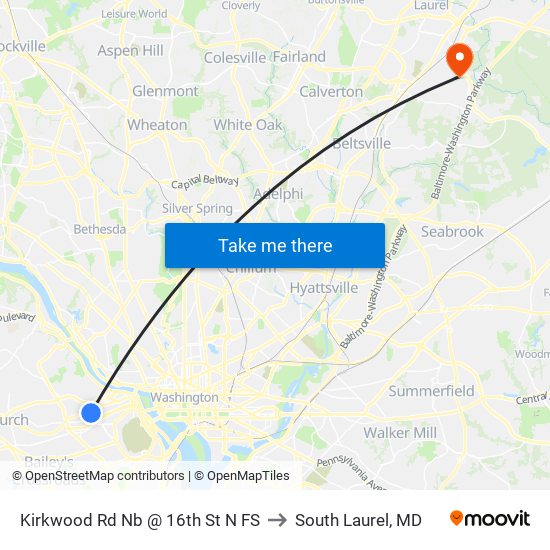 Kirkwood Rd Nb @ 16th St N FS to South Laurel, MD map