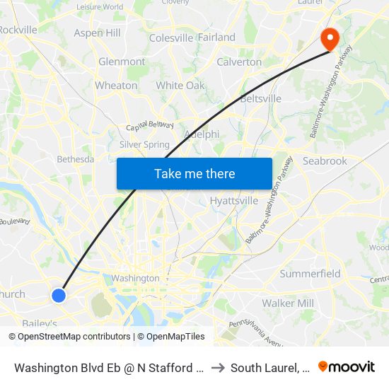 Washington Blvd Eb @ N Stafford St FS to South Laurel, MD map